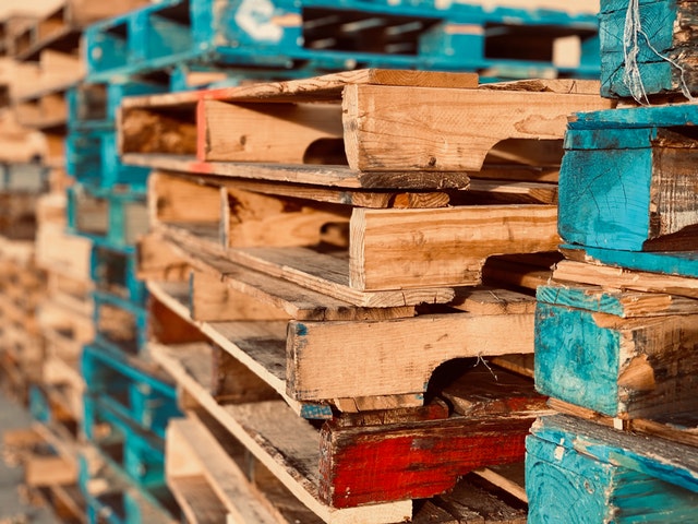 Pallets made out of wood.