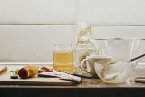 Messy kitchen.